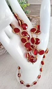 Swarovski necklace 36" Ruby Red large Crystal bezel set lovely - Picture 1 of 8
