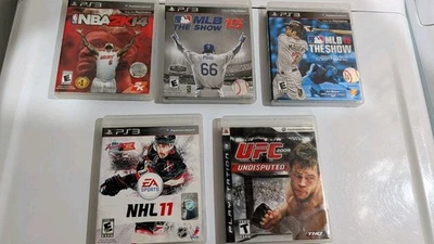 Lot Of 5 Play Station 3 Games Nhl11, Mlb 10 The Show, Ml  15, UFC 2009, NBA2k14 - Image 1 of 4