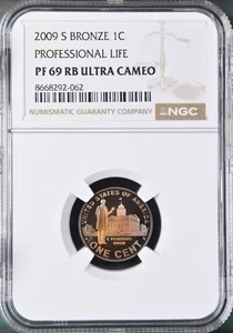 2009 S Bronze Lincoln Cent 1C Professional Life PF69 RB Ultra Cameo - Picture 1 of 2