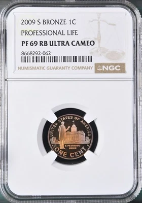 2009 S Bronze Lincoln Cent 1C Professional Life PF69 RB Ultra Cameo - Image 1 of 2