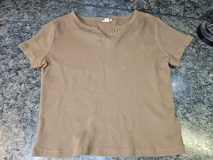 Women's a.n.a. Brown Waffle-Knit Crop Top Size Large (L15) - Picture 1 of 4