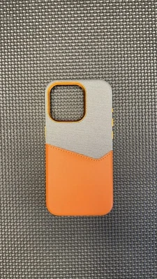 Funda de cuero para tarjetas iPhone 15 Pro naranja Funda para iPhone ANSCLT Estuche de transporte magnético Foto 1 de 4