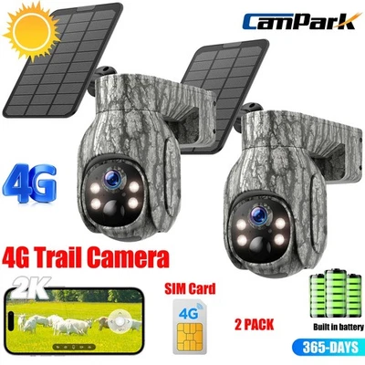 2* Campark 2K 4G LTE Cellular Solar PTZ Trail Camera Security Camera + SIM Card - Image 1 of 4