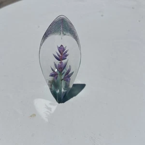 Mats Jonasson Maleras Etched Crystal Purple Iris 3D - Picture 1 of 8
