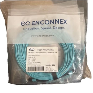 Enconnex OM4 12-Fiber MTP/PC 20M Fiber Patch Cable (Plenum, Aqua) Pack Of 5, New - Picture 1 of 6
