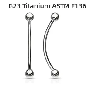 50pcs G23 Titanium ASTM F136 Tongue Snake Eye Labret Piercing Long Bar 16G  - Picture 1 of 12