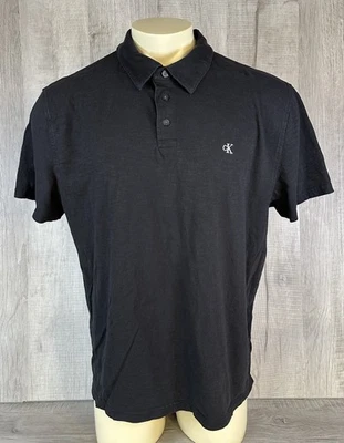 Calvin Klein Jeans Polo Shirt Black Short Sleeve 3 Button Mens Size XXL - Image 1 of 4