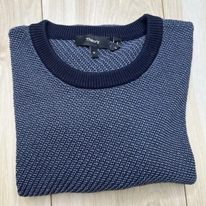 Theory Riland Pattern Eco Breach Crewneck Sweater Cotton Blue Men Size Medium - Picture 1 of 12