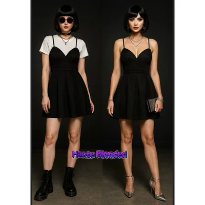 Vintage 90's Contempo Casuals Dress Black LBD Coquette Goth Grunge alt egirl y2k - Image 1 of 4