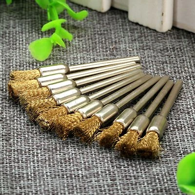 10x Pen Shape Brass Wire Polishing Brush 3mm Shank Rotary Accessory for Grinder - Image 1 of 4