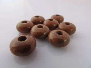 AAA Brown Jasper European Rondelle Large Hole Beads - 8x14mm 4.5mm Hole- 2 Pcs - Picture 1 of 5