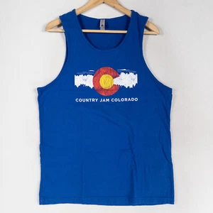 Next Level Tank Top Adult Sz Large Blue Country Jam Colorado 2021 Cotton Knit - Picture 1 of 8