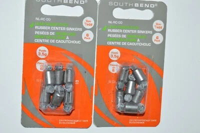 2 paquetes south bend goma sin plomo pliegues centrales pesos 1/8 oz nl-rc-00 Foto 1 de 2