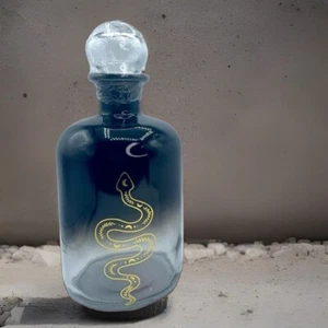 Glass Decanter POISON Potion Bottle Snake Goth Grunge SKULL Halloween Decor - Picture 1 of 4