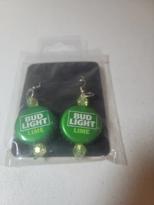 Bud Light Lime Handmade Bottlecap Earrings - Picture 1 of 1