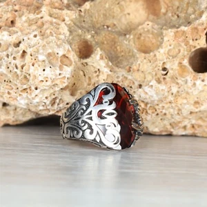 Ruby Stone Ring Handmade 925 Sterling Silver jewelry Gift For Him Men's Ring 107 - Picture 1 of 7