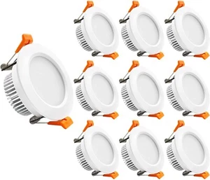 3" LED Recessed Downlights 5W Dimmable 4000K Natural White – 10 Pack Slim Light - Picture 1 of 10