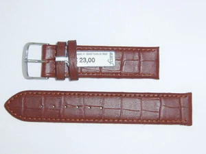 Correa de reloj de grano de cocodrilo en relieve FLUCO 20 mm marrón coñac clásico kroko - Imagen 1 de 2