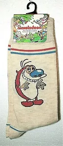 Ren & Stimpy Cartoon Show Nickelodeon New Tags Pair Khaki Socks Fits 6-12 2020 - Picture 1 of 3