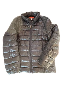 Pristine Bloomingdales girls AQUA Black packable down jacket XL 12/14 - Picture 1 of 3