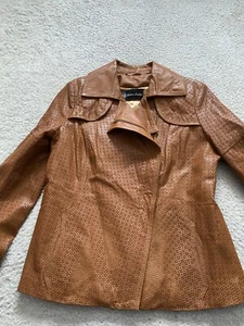 Subo Leder Damen Lederjacke ausgehöhlt Langarm gefüttert braun Größe L - Bild 1 von 12