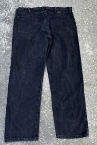VTG Rustler (40x30) Black Distressed Faded Straight Leg Jeans Y2K Made In Mexico