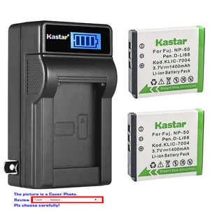 Kastar Battery LCD Wall Charger for PENTAX D-LI68 KODAK KLIC-7004 FUJ NP-50 NP50 - Picture 1 of 11