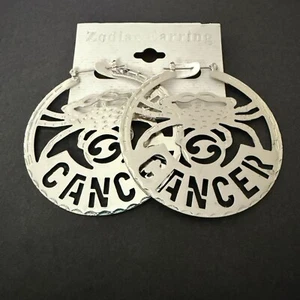 NOC Sternzeichen Krebs Ohrringe Silber Rund Cutout Struktur Design Astrologie Schmuck - Bild 1 von 4