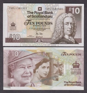 UNC RBS £10 Ten Pounds 2012 Diamond Jubilee Royal Bank of Scotland QE2 - Bild 1 von 2