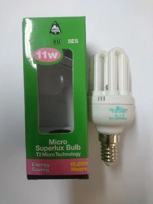 10 x BELL ENERGY SAVER MICRO SUPERLUX 11W SES E14 6U T2 CFL 2700K BELL 04976  - Image 1 of 2