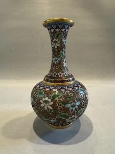 Vintage 7.75" Cloisonne Vase with Thick 3D Features - Picture 1 of 11
