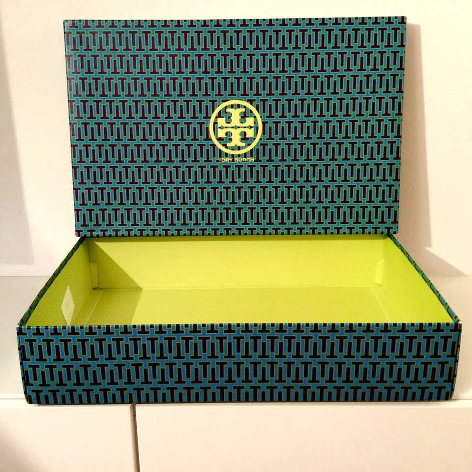 Новый Tory Burch T логотип длинный подарочная коробка зеленый темно-синий 22 «x 14» x 4,5» - Изображение 1 из 4