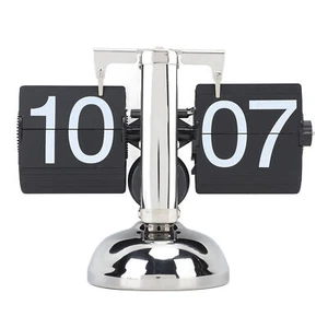 Flip Clock Large Number Battery Powered 304 Stainless Steel Tabletop Retro Flip - Picture 1 of 12