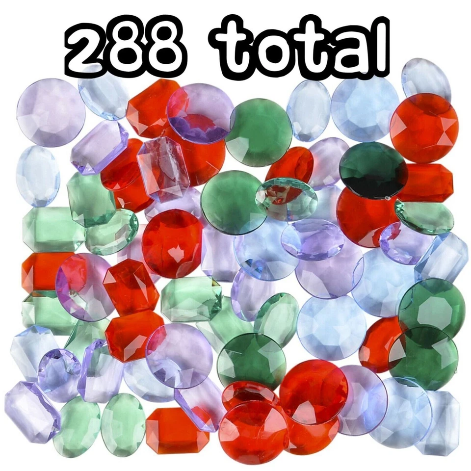 Colored Pirate Jewels (144 ct) - 1" Diamond Gem Booty Toy Jewels Treasure Chest