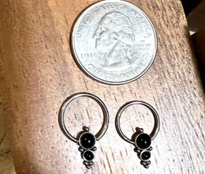 SINGLE S. STEEL ORNATE CBR ONYX SEPTUM RING NIPPLE EAR GAUGES HOOPS EARRINGS - Picture 1 of 3