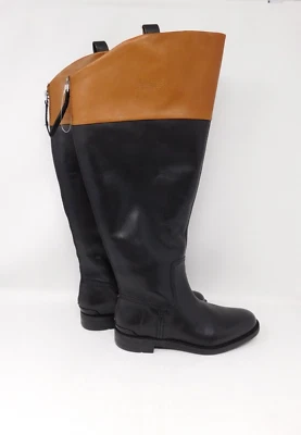 Botas femininas Franco Sarto tamanho 5 M WC Meyer 2 couro preto bronzeado zíper equestre - Imagem 1 de 4