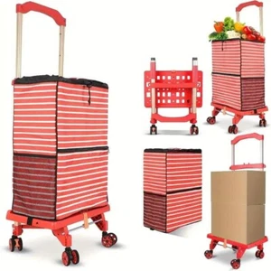 Folding Trolley with Adjustable Aluminium Trolley Bar&Removable Waterproof Bag - Picture 1 of 14