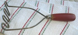 Küchenutensilien Kartoffel Handstampfer Rotholzgriff Edelstahl NOName VINTAGE 18/21 - Bild 1 von 6