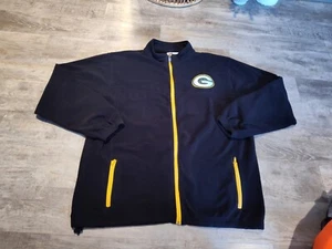 Majestic NFL Green Bay Packers Black Full Zip Fleece Jacket Size 2XL Tall EUC - Picture 1 of 14
