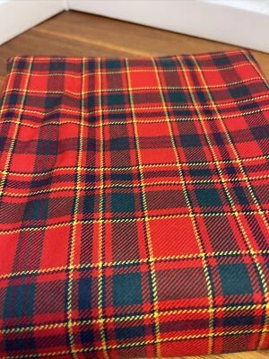Tela de lana a cuadros tartán rojo verde 2 yardas x 60 de ancho vintage muy suave sensación de lujo Foto 1 de 4