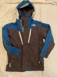 North Face Jacket Youth Small Waterproof HyVent Hooded Mesh Lined Black/Royal - Picture 1 of 5