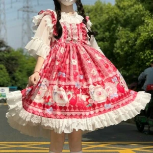 Women Girls Lolita Dress Lace Ruffle Frill Pleat Japanese Lovely Kawaii Cosplay - Picture 1 of 15