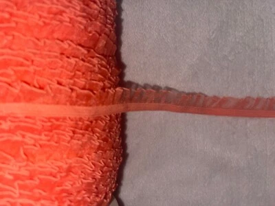10 yardas Coral Melocotón Organza Volantes Costura Transparente Elástico TRIM 5/8" Foto 1 de 2