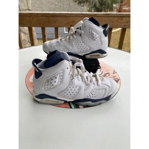 Nike Boys Air Jordan 6 384665-141 White Basketball Shoes Sneakers Size 6Y - Picture 1 of 10