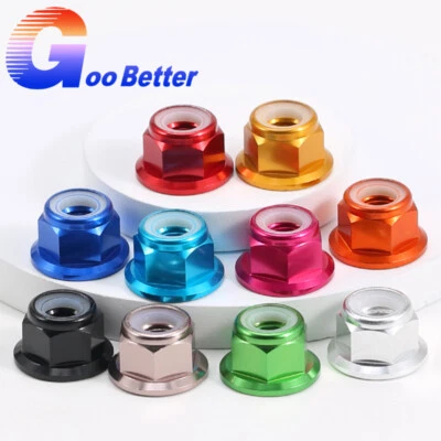 Aluminim Selbstsichernde Muttern Flansch Sechskant Stoppmuttern M2 M3 M4 M5 M6 - Bild 1 von 4