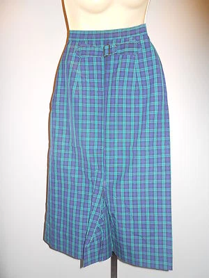 NOS ViNTAGE 1950s BUCKLE BACK PLAiD HiGH WAiST RiSE SKiRT RANCH ROCKABiLLY Slim - Image 1 of 4