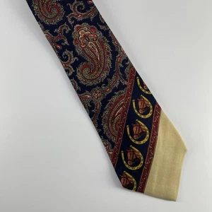 Corbata Polo Ralph Lauren 100% Lana Madder Azul Rojo Paisley Herradura De Colección ~ 4" - Imagen 1 de 6