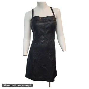 Hollister Womens Faux Leather Black Mini Dress Sexy Black Bodycon Size XL NWT - Picture 1 of 9