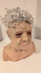 Latex Halloween Mask Man with White Hair Fun Full Head - Picture 1 of 8