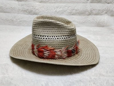 Sombrero de Vaquero Dorfman Pacific RN #31905 Oakland EE. UU. R.O.C. Banda de plumas talla L 7 3/8 Foto 1 de 4